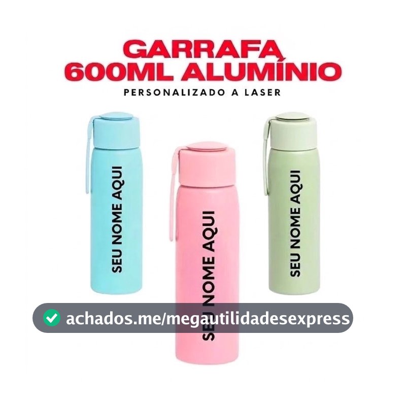 10 Garrafa 600ml Com Alça Para Transporte, Personalizada , Logo Nome E Profissões