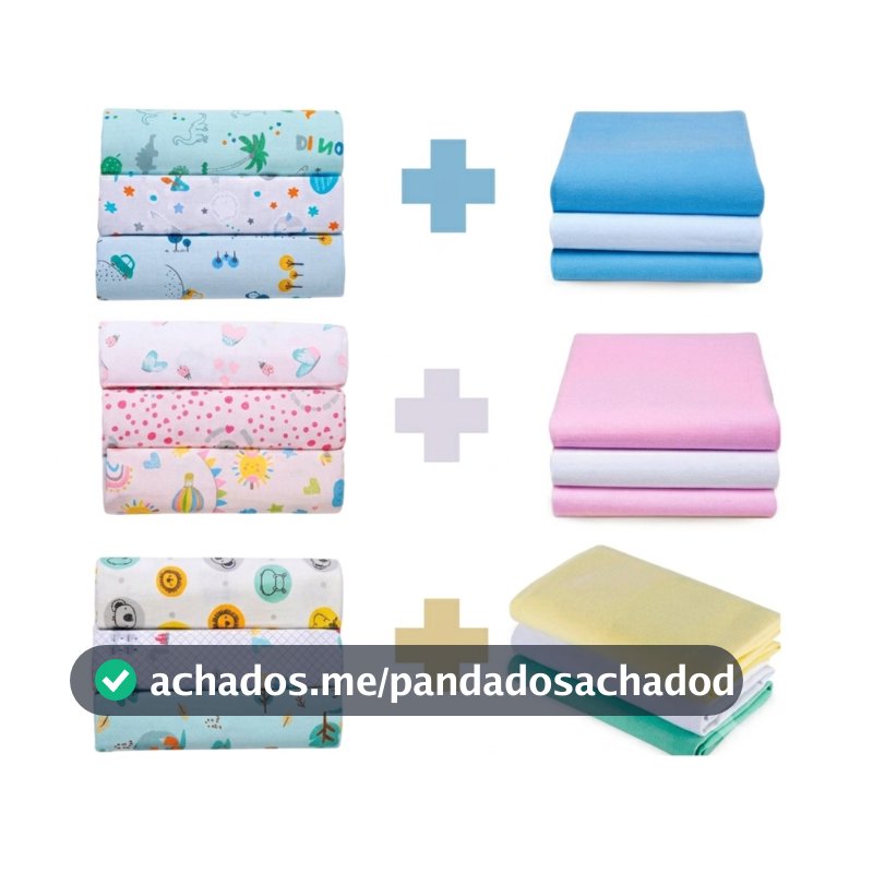 Kit 6 Cueiros PAPI Bebê Flanelado Estampado ou Liso 100% algodão 80cm x 50cm