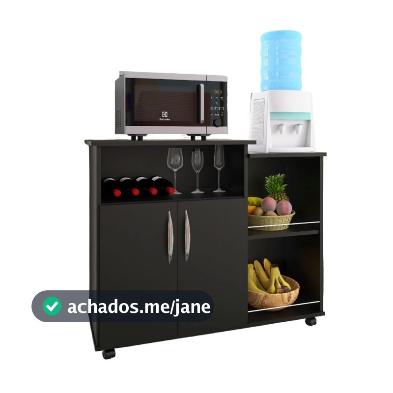 Balcão Armário Fruteira Multi-funcional 2 Portas - Preto