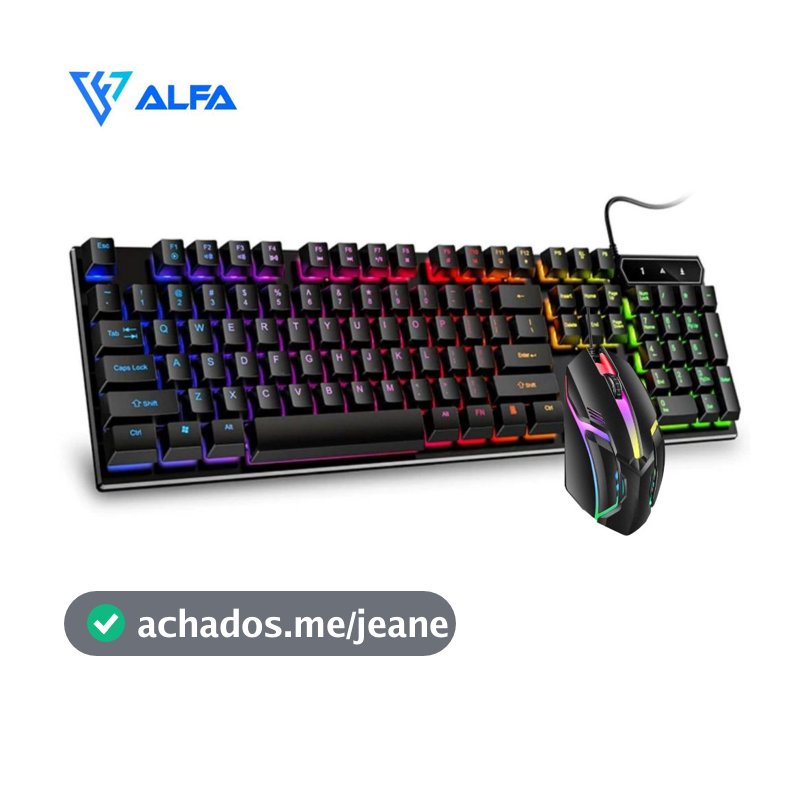 KIT Teclado Semi Mecânico Mouse Gamer 3200dpi RGB LED M300