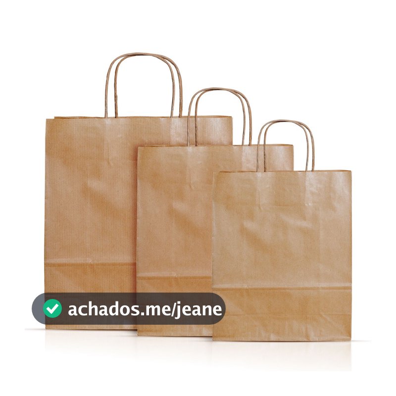 Sacola Papel Kraft Alça PP, P, M, G 50und lembrancinha presente Páscoa caixa sapato natural delivery