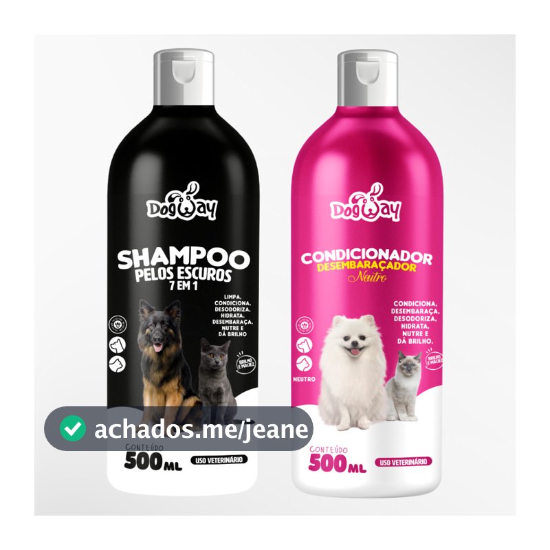 Kit Shampoo Pelos Escuros + Condicionador Desembaraçador de Pelos Cães E Gatos - Kit Banho e Tosa