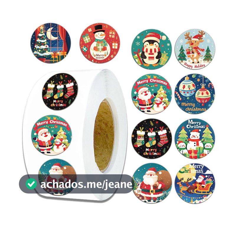 500 Peças 10 Imagens Rolo De Adesivos Com Tema De Natal/Fita Adesiva