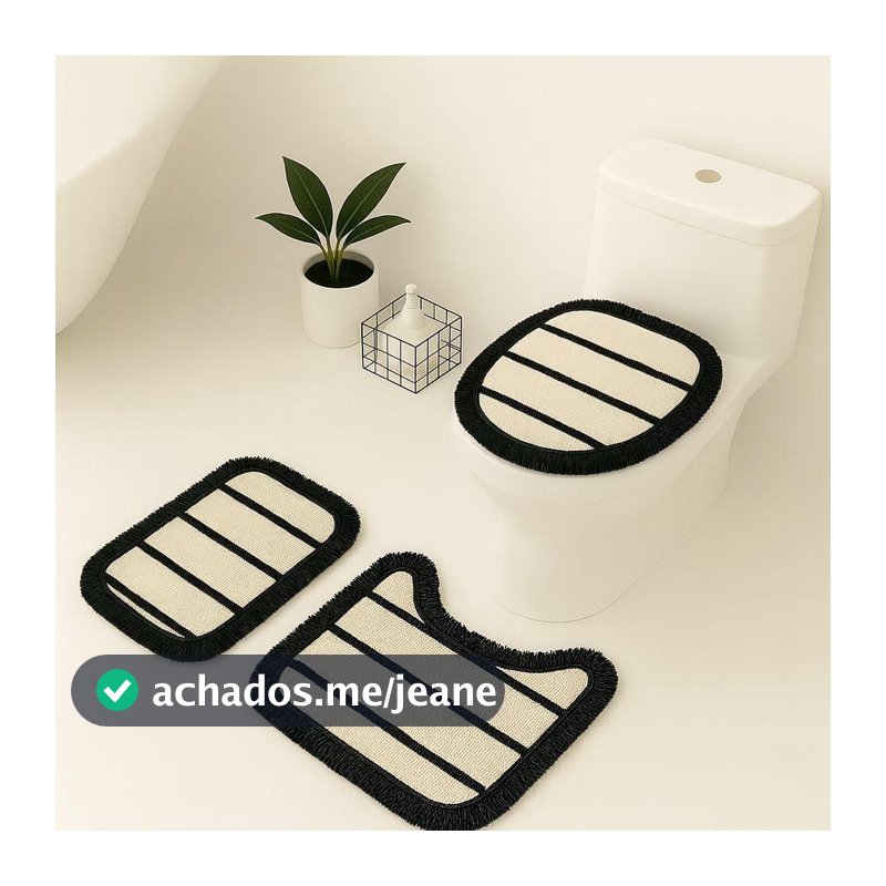 Jogo de Banheiro 3 Peças com Franjas – Conforto e Estilo para seu Lar