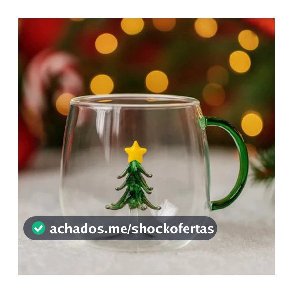 Caneca Xicara De Vidro 3d Arvore Natal Transparente 400ml Transparente Árvore De Natal