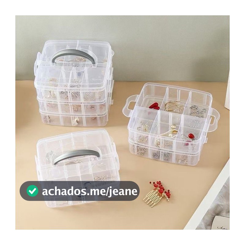 Organizador Caixa Plastica Com divisórias Para organizar Bijuterias Acessórios De Pesca Costura E Remédios 3 Andares