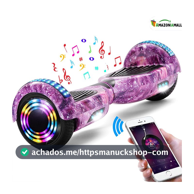 Hoverboard Infantil 6.5" - Skate Elétrico com LED Inteligente Bluetooth e Bateria Forte