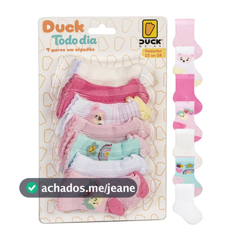 Kit Meias Bebê Todo Dia 7 Pares Recém Nascido Algodão Confort Menino Menina