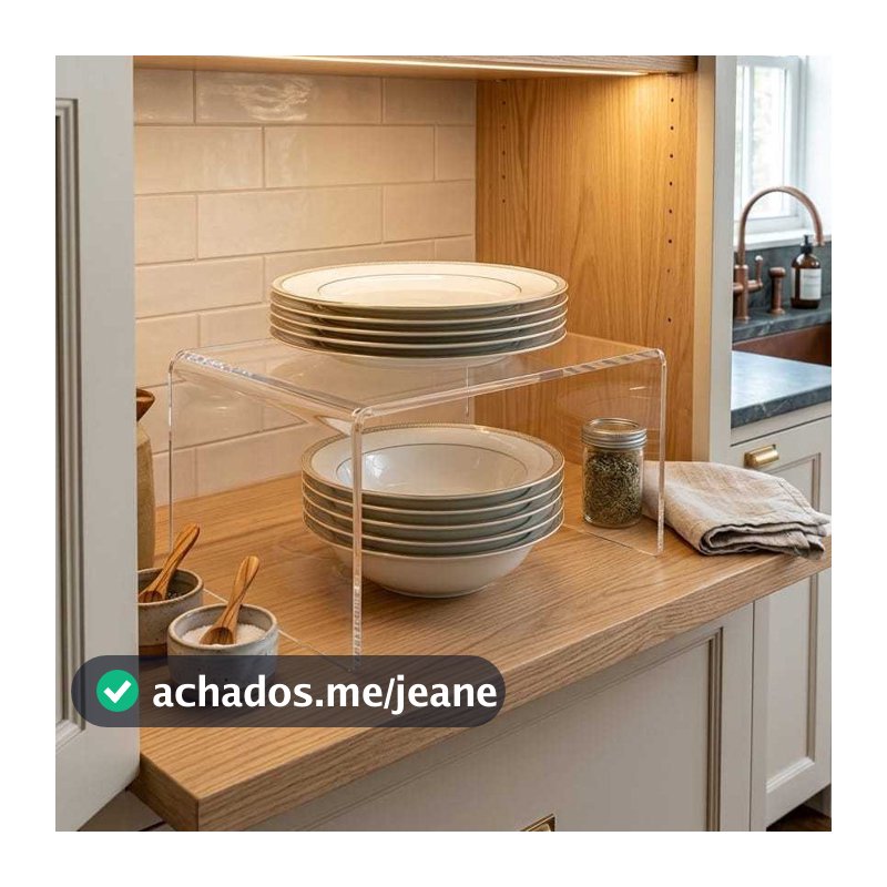 Kit 2 Organizadores Armário Cozinha em Acrílico Reforçado para Panelas Pratos Potes Canecas Xícaras