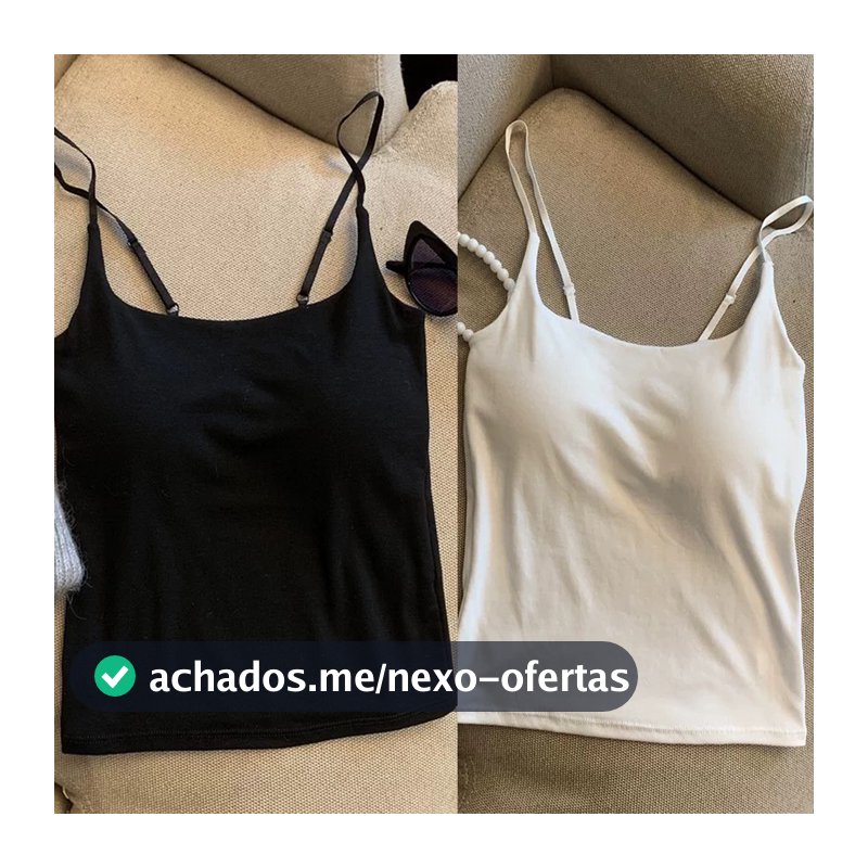 Blusa Feminina Regata Poliamida Alça Fina Regulável Gola Redondo Com bojo Basica Liso Importado Tecido grosso nada trans