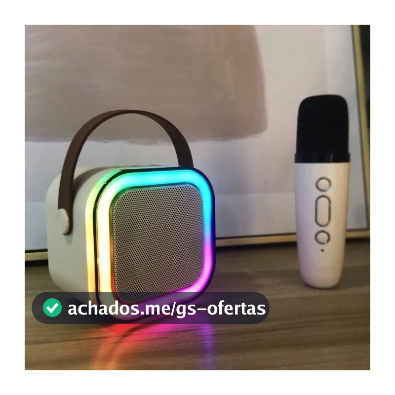 Alto-falante Bluetooth Karaoke com Microfone, Luzes LED e Diversão para Toda a Família