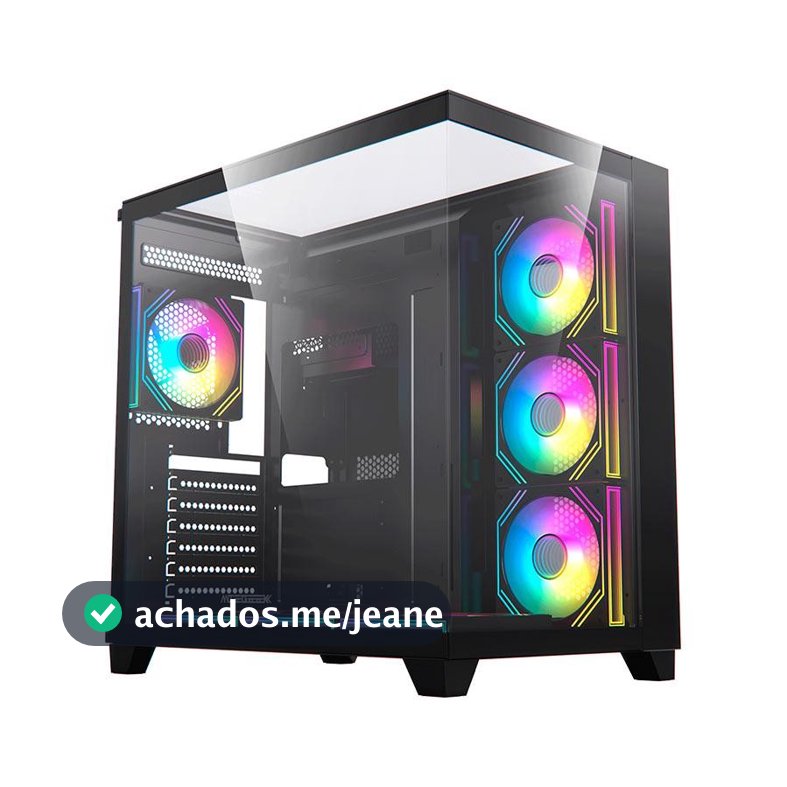 Gabinete Gamer Acegeek Horizon MID Tower Lateral DE Vidro Preto AG HORIZON BK