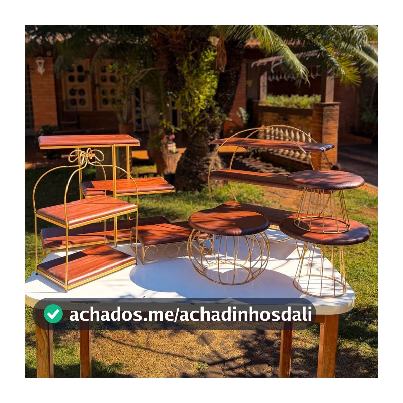 Kit Rustico Para Festa Buffet Com 07 Pecas Na Cor Dourado Elegancia e Charme Para Seus Eventos