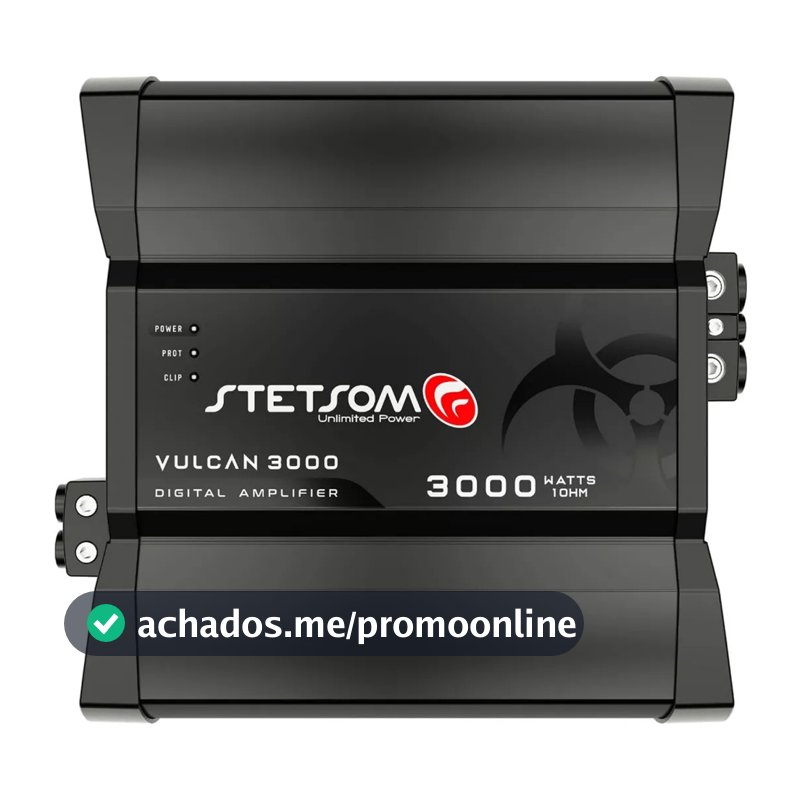 Módulo Automotivo Stetsom Vulcan 3000 3000W RMS Som Automotivo Digital 1, 2 ou 4 Ohms