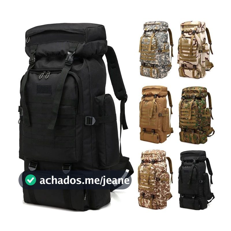 Mochila 80 litros Trilhas Camping Tática Caminhada