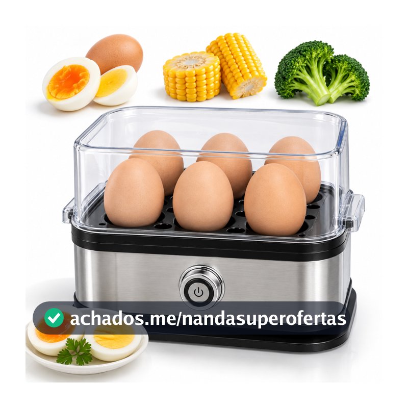 Cozedor de Ovos Elétrico 6 Ovos a Vapor 200W Aço Inoxidável com Proteção contra Seco 110V 220V