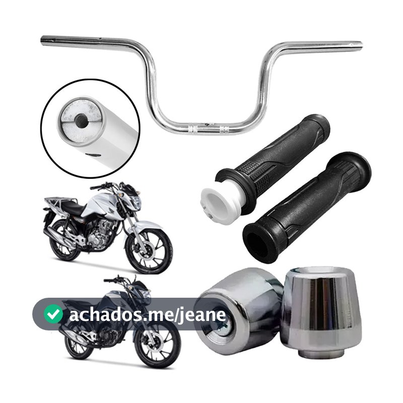 Kit Guidão + Manopla Riscadinha Roldana e Peso Pcx Cargo 160 - Todos Os Anos - Cg Titan Fan Start 125 150 (2014 - 2024)