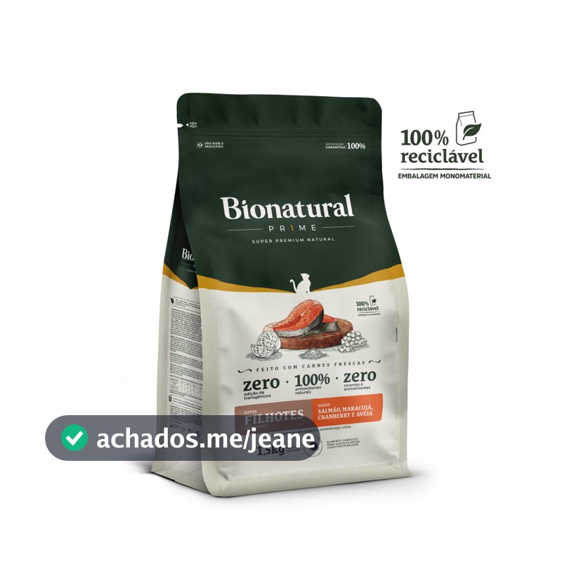 Ração Bionatural Prime Gatos Filhotes Salmão 1,5kg