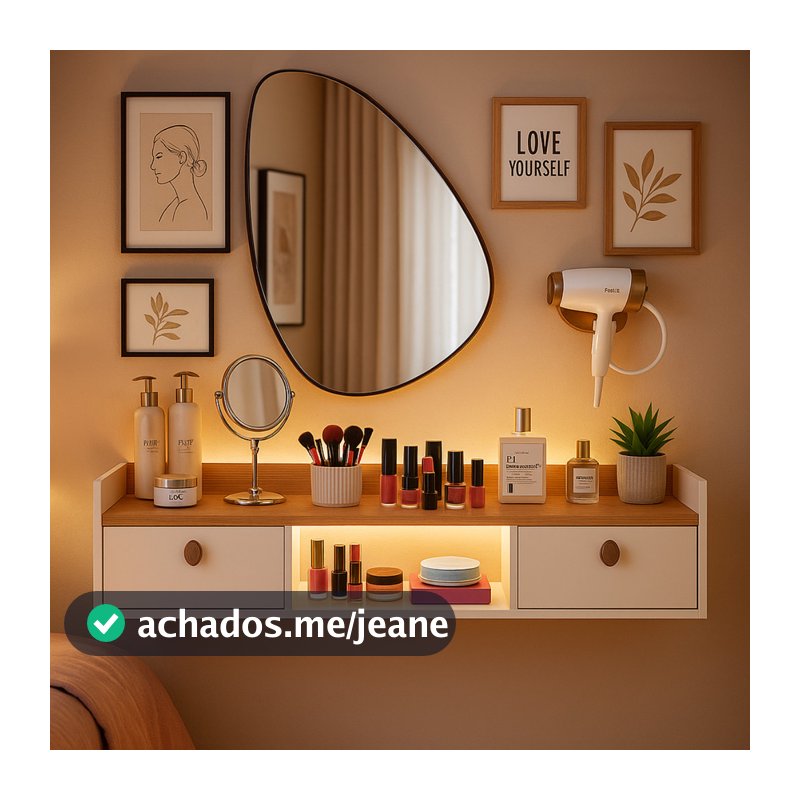 Penteadeira Suspensa Para Quarto Sala Tv 90cm Home Decoração Com 2 Portas Rack Aparador