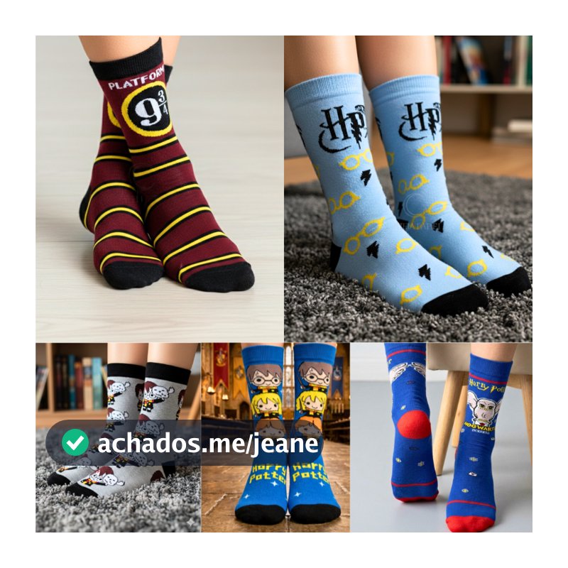 Meias divertidas HARRY POTTER Unissex – Confortáveis e Coloridas para Adultos
