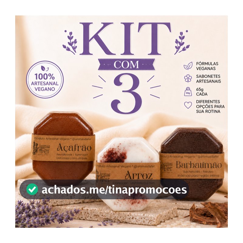 Kit Sabonete Facial e Corporal Skin Care Hidratante Vegano Artesanal Perfumado para Presente