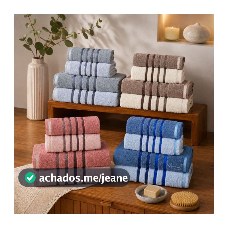Jogo de Toalhas Banhão 4 Peças 450g Grossa 100% Algodão Toque Macio Casal Ele e Ela