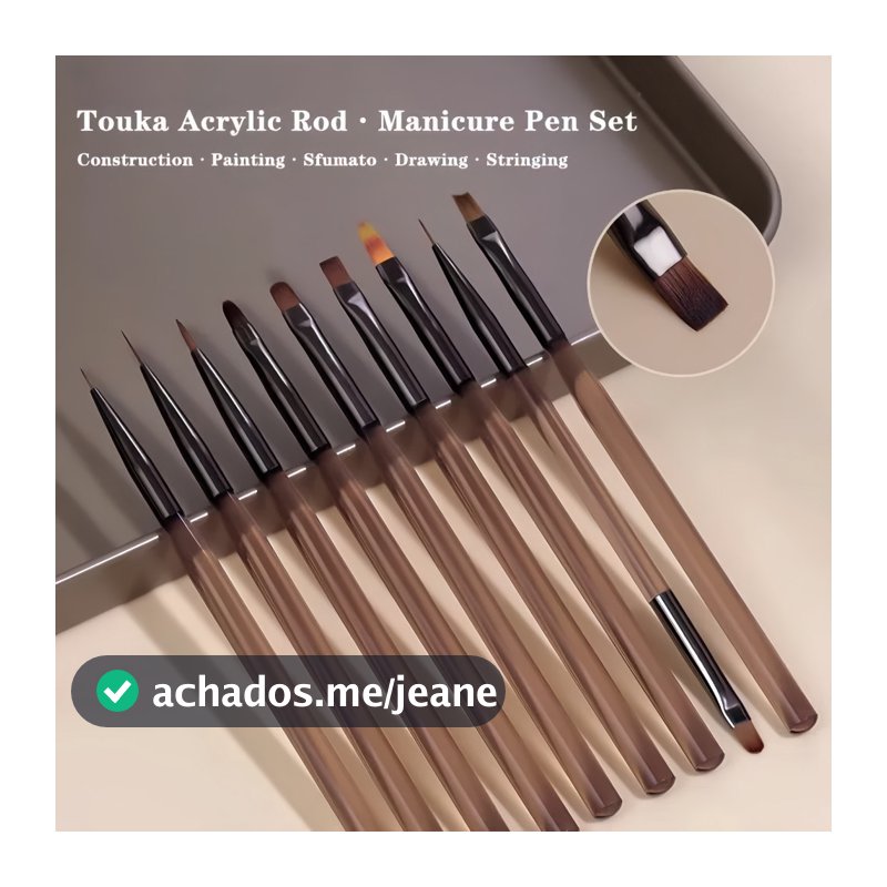 Kit 9 Pincéis Para Arte De Unhas Conjunto De Ferramentas Desenho De Polimento De Gel