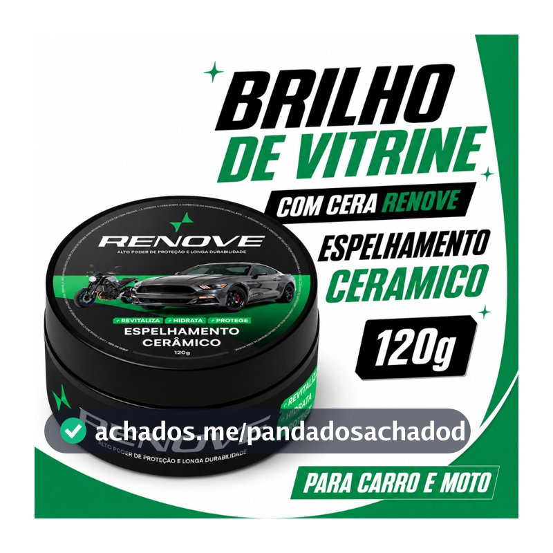 Cera Carnaúba Automotiva Renove 120g - Brilho Profundo, Toque Liso e Repelência à Água