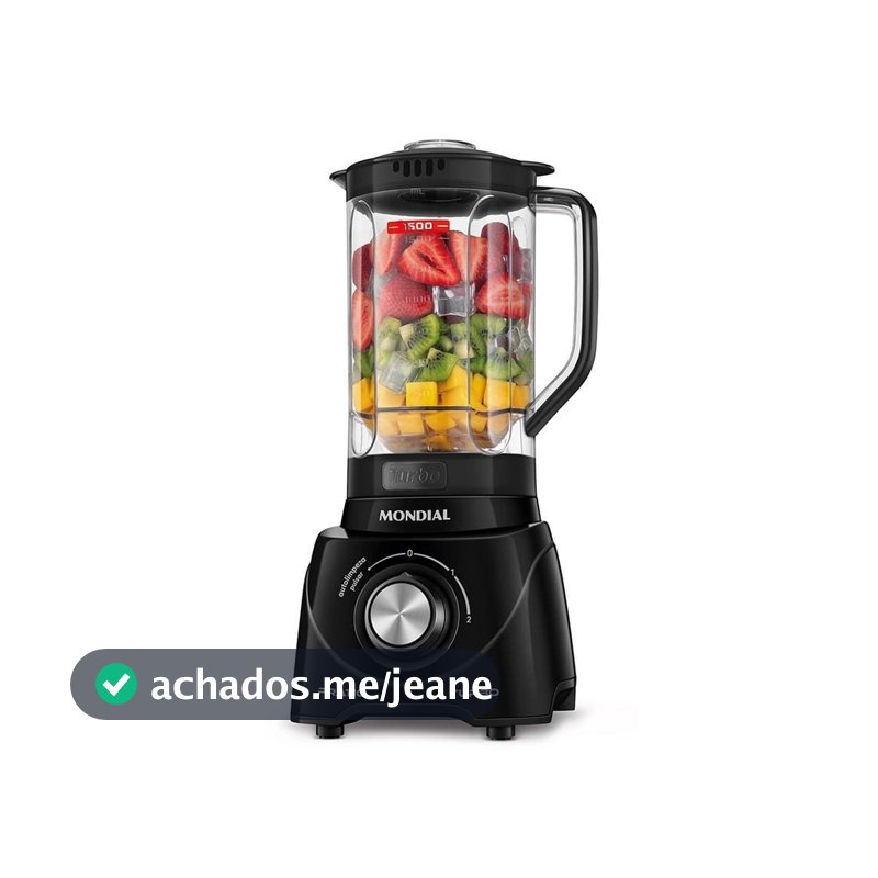 Liquidificador Mondial L-98-B Pratic Turbo com 2 Velocidades e Função Pulsar