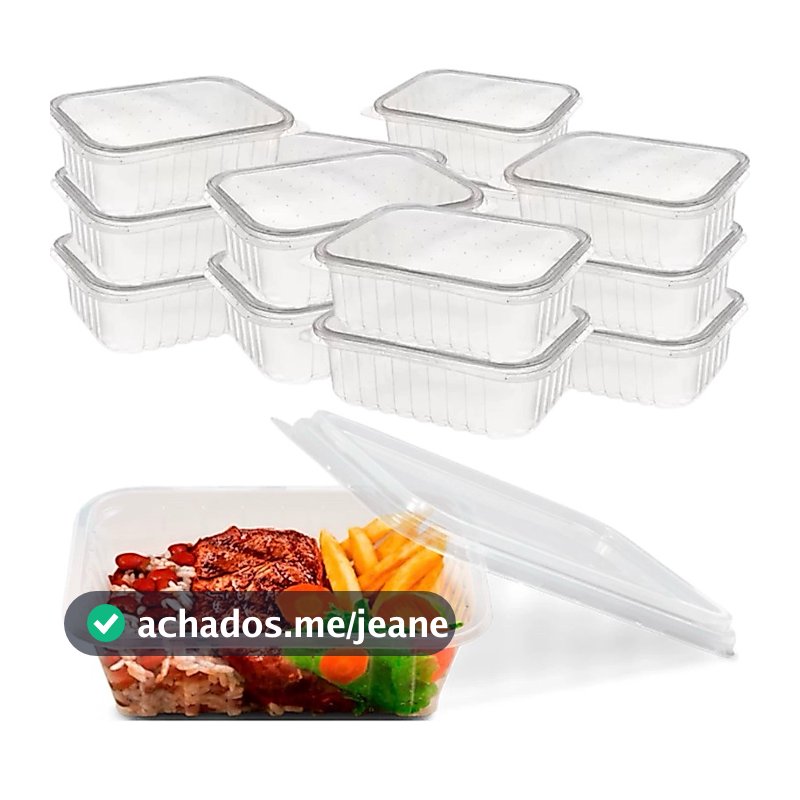 Kit 24120 Unid. Pote Plastico Retangular Descartável 250 350 e 500 ml Microondas Freezer Marmita Fit