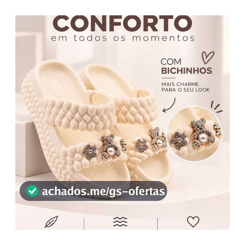 Sandália Chinelo Botons Ursinho Lançamento Confortável 23/24AO35/36