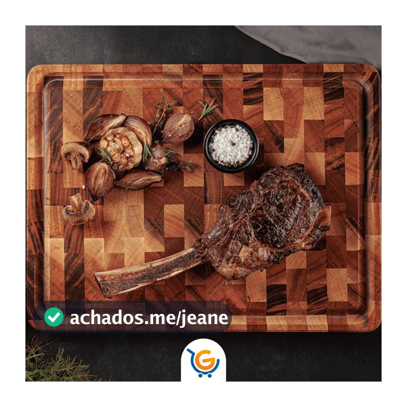 Tabua de Carne Grande Tramontina Madeira Pesada Churrasco Retangular 45cmx34cm