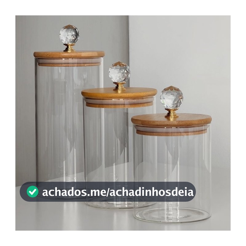 Jogo de Potes de Vidro Redondo cristal organizador armazenamentos de cozinha cantinho do café Tampa de Bambu