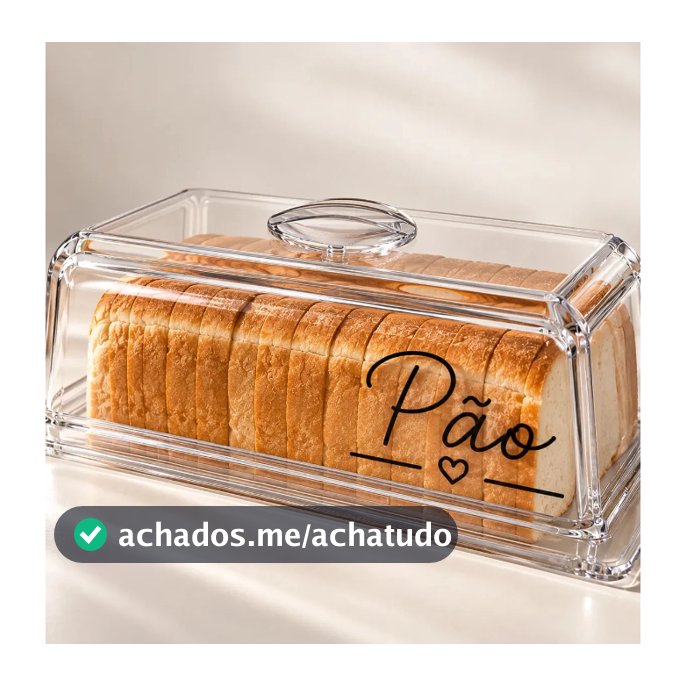 Cesto Porta Pães De Forma Cristal Premium Com Tampa Moderna