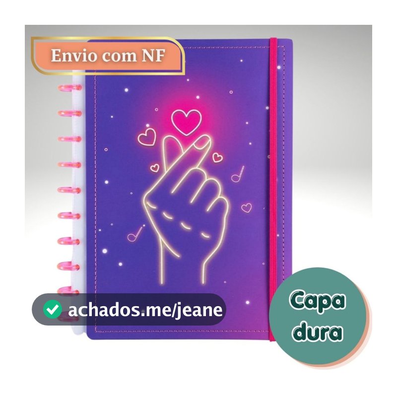 Caderno Inteligente Grande Disco Universitário Reposicionável Amor Disko Papelaria Planner Estudos 📓