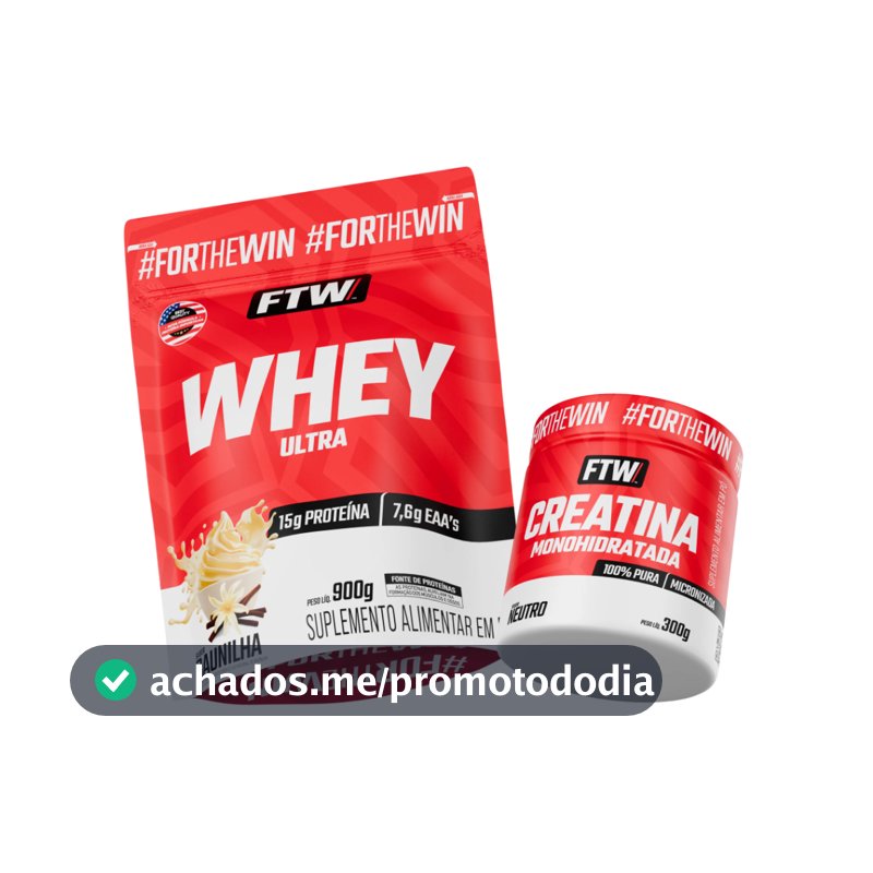 Kit Whey Ultra Protein Refil 900g + Creatina Monohidratada Pura 300g - FTW