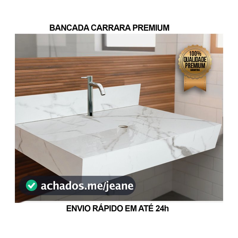 Bancada Porcelanato Polido Carrara Branco 70x40 Banheiro e Lavabo