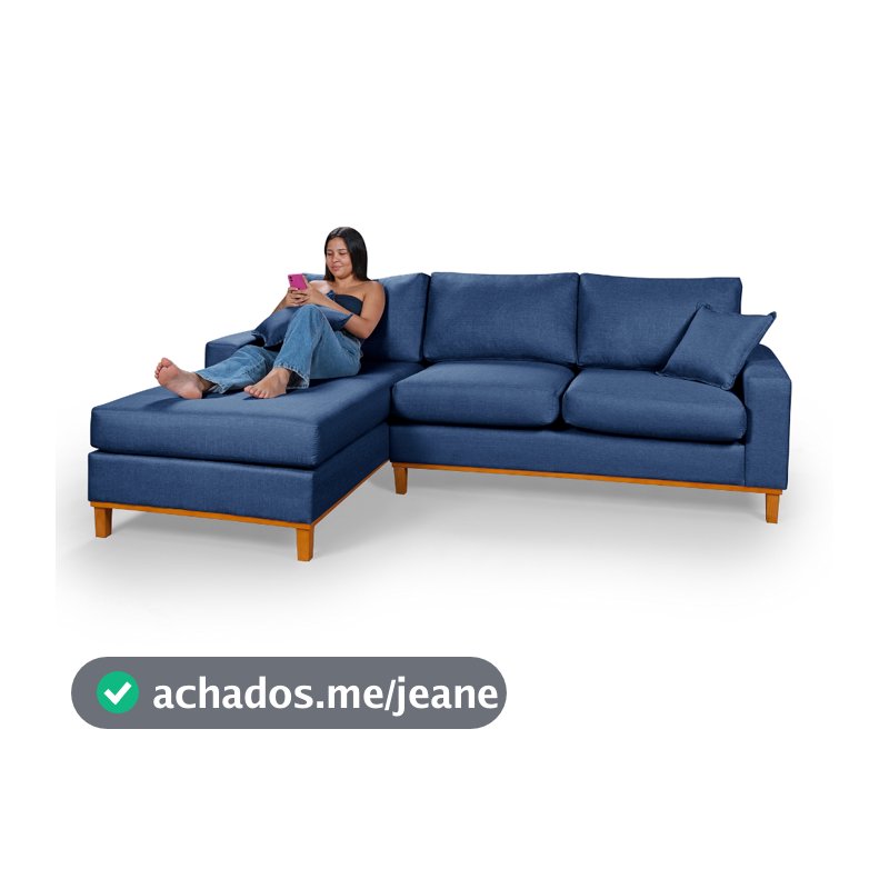 Sofá Amsterdã Living Com Chaise Lado Direito Em Linho