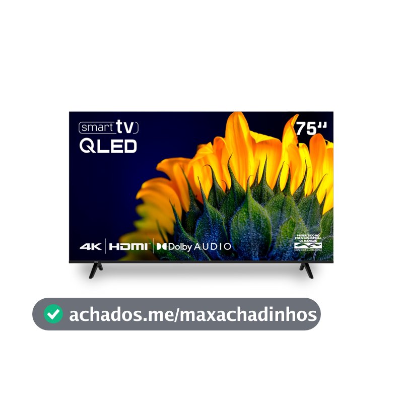Smart TV HQ QLED 75 Polegadas HQ-QLED75SM 4K Wi-Fi Bluetooth, Apps, Netflix, YouTube e Prime Vídeo