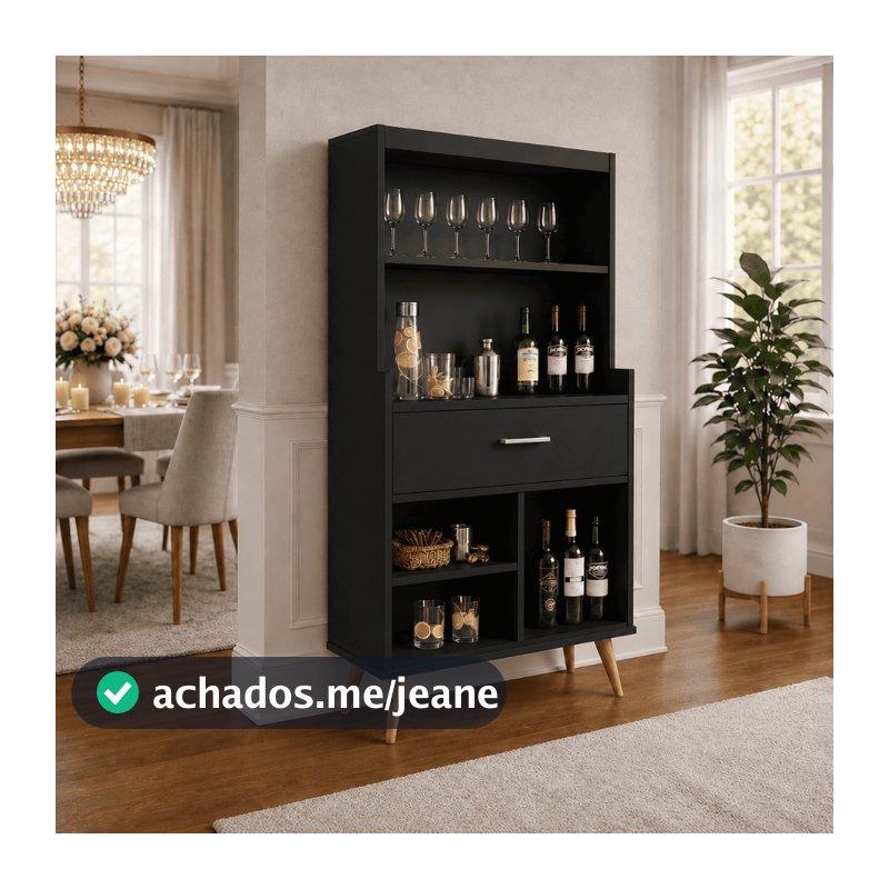 Lançamento Cristaleira Aparador Adega Bar Buffet Retrô Organizador para Vinhos e Taças Mais Vendida