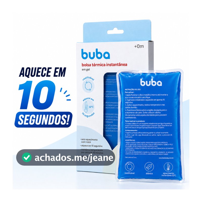 Bolsa Térmica Instantânea Buba Gel 1 Click Aquece 10 Segundos Cólica Bebê Reutilizável