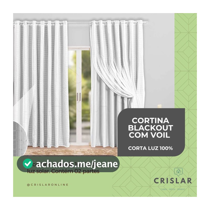 Cortina Blackout PVC com Voil 100% Corta Luz | Elegante para Sala ou Quarto.