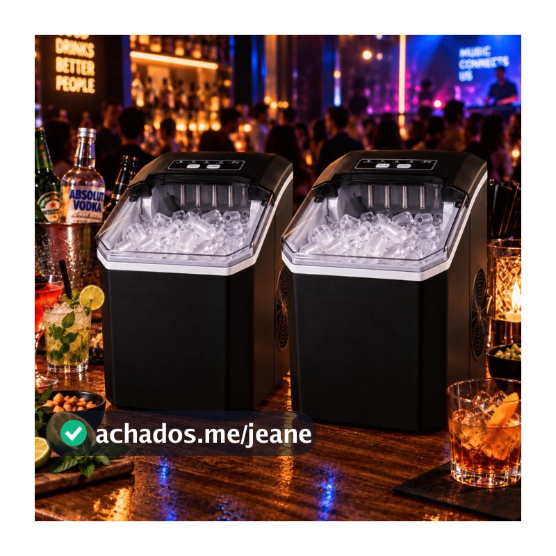 Kit 2 Máquinas de Gelo 12kg Turbo Ice Premium Gelo Rápido Cubos Bar Drinks Promoção Econômica Combo