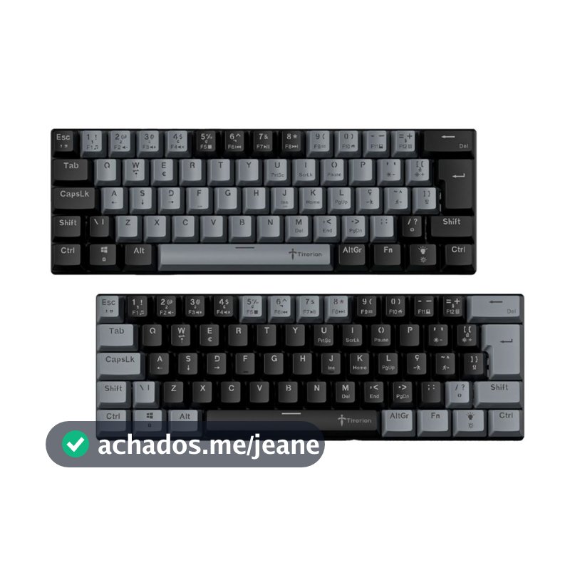 Teclado Mecânico Gamer Titorion 60% Teclado Preto Computador ABNT2 Hot Swap RGB Switch Red Brown USB LED Titorion