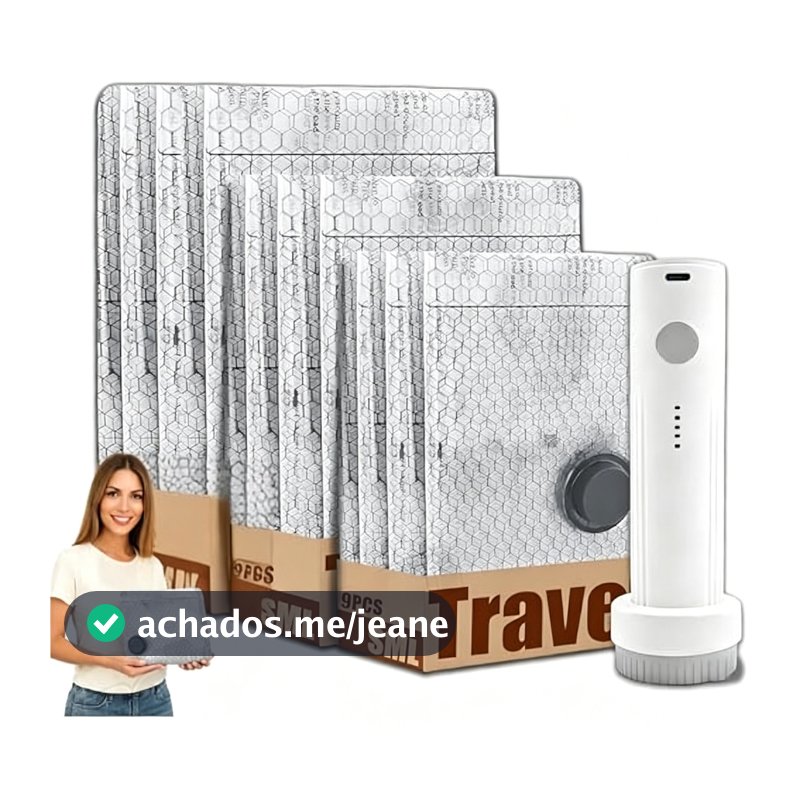 Sacos De Compressão A Vácuo Para Viagem Com Bomba Elétrica Recarregável , Armazenamento Que Economizam Espaço Roupas , B
