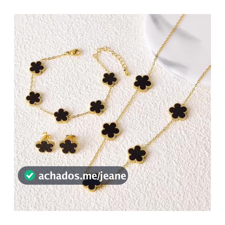 Colar Pulseira Brincos Flores Dupla Face 2 Faces Mesma Cor Ouro 18K Aço Inoxidável Para Mulheres