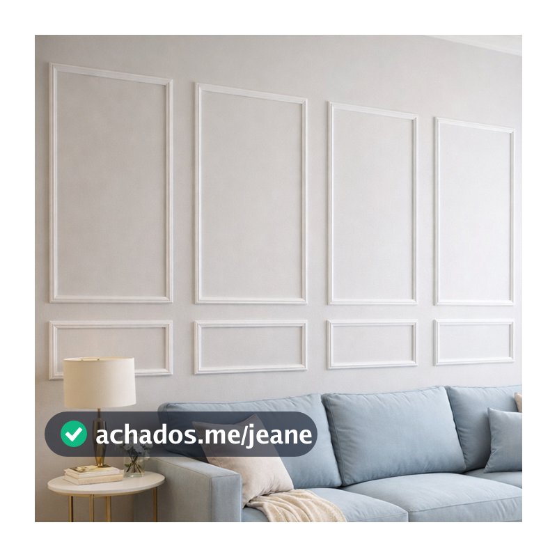 Kit 8UN Moldura Parede Boiserie em MDF Autoadesivo Branco - 4 UND 120X90 e 4 UND 30X90