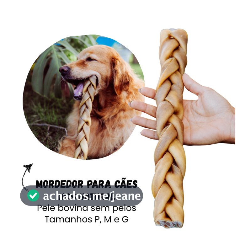 Trança Pele Bovina SEM PELOS Mordedor Natural para Cães 1 unid - Natuka