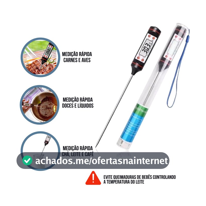 Termômetro Culinário Digital Espeto Tp101 Alimento Cozinha Carnes Bebidas Líquidos Alta Precisão