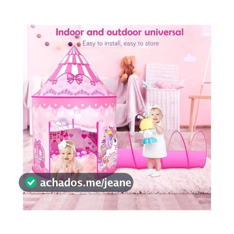 Barraca 3 em 1 Infantil Dobrável Piquenique das Princesas 3x1 Toca Tunel lançamento